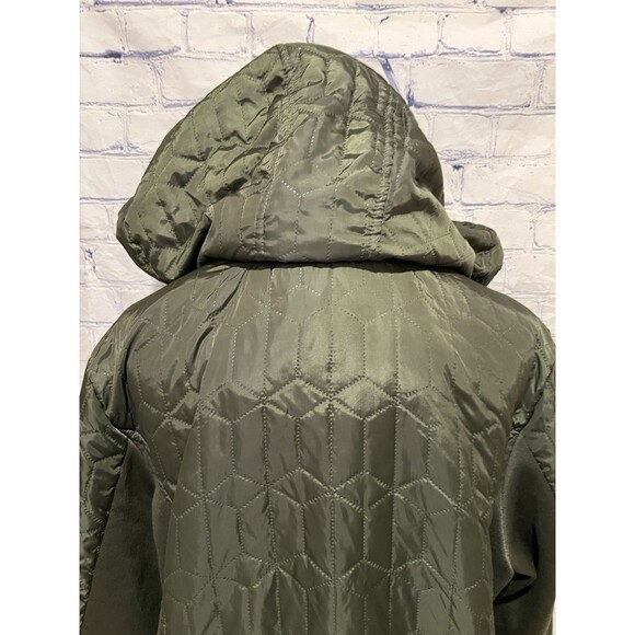 Susan Graver Women's Mixed Media Olive Green Zip Up Coat Jacket Plus Size 1X - Picture 6 of 10